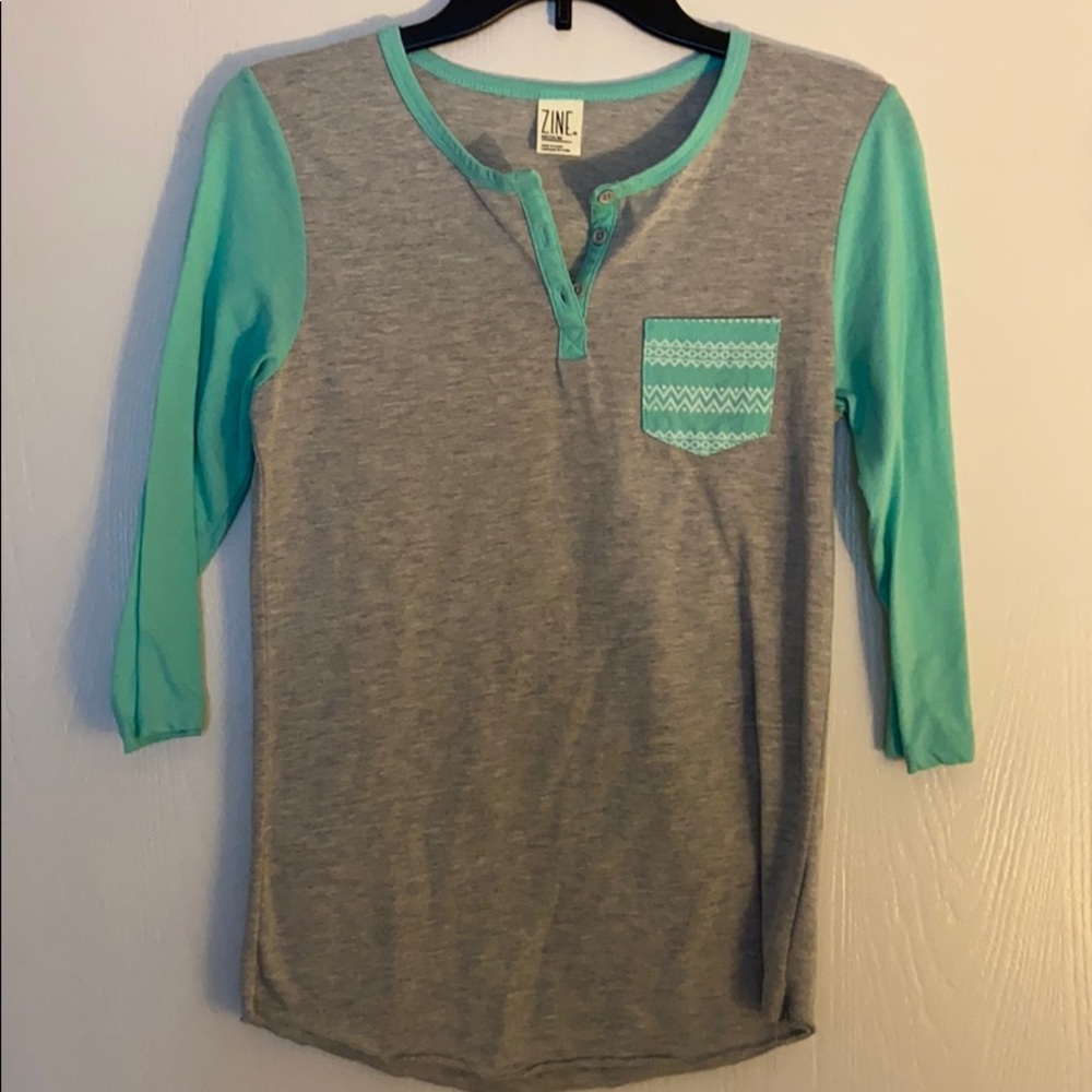 Zine baseball 3/4 sleeved tee shirt